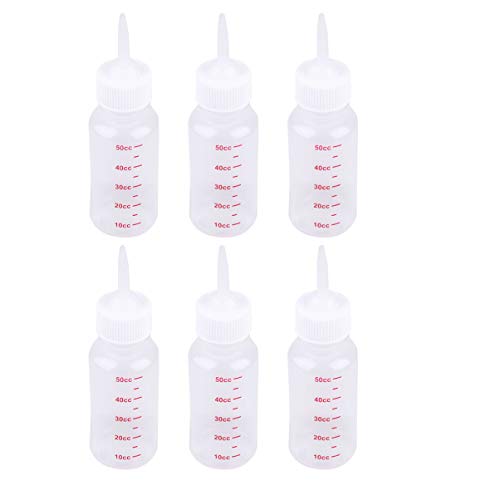 POPETPOP Pet Nursing Bottle Kit 6-Piece 50ml/1.7oz | Flexible nipples, Newborn puppies kittens and rabbits, Flexible material