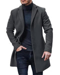 PASLTER Mens Trench Coat Slim Fit Mid Length Pea Coat Winter Overcoat | Notched Collar,Single Breasted,Warm Peacoat Jacket,Soft Mens Dress Coat,Fall Winter Mens Trench Coat Long - color: Dark Gray, size: Medium