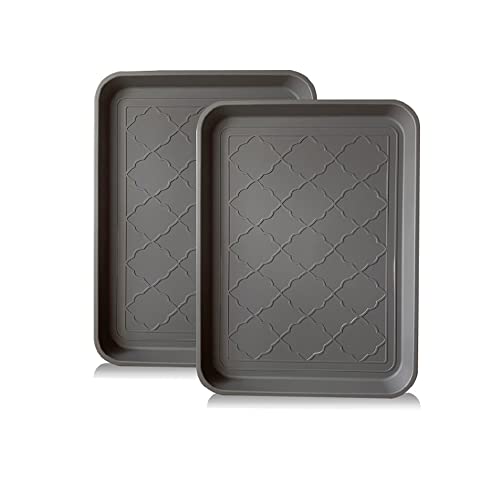 PetLike Boot Tray for Entryway Indoor, Pet Food Mat, 16.7 x 12.8 inch 2 Packs, Waterproof Shoe Tray for Indoor and Outdoor, Multi-Purpose Traysfor Boots, Shoes, Pets, Garden - color: Gray, size: 16.7x12.8 INCH