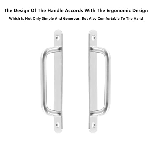 Barn Door Handles, Door Pull Handles with Plate,201 Stainless Steel Pull Handles,Metal Sliding Door Pull Handles,Shed Handle Pulls for Closet Cabinet - color: Silver, size: Hole Center:195mm/7.68''