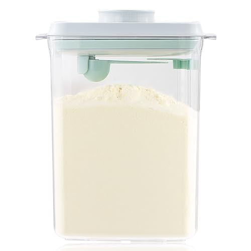 Formula Container for Home, 2300ml Airtight Milk Powder Canister | BPA-Free Home Storage Dispenser with Scoop Holder, Leveler and Pop Top Lid, Holds Up to 28 oz/800 g Powder for Daily Feeding - color: 28 oz - Clear