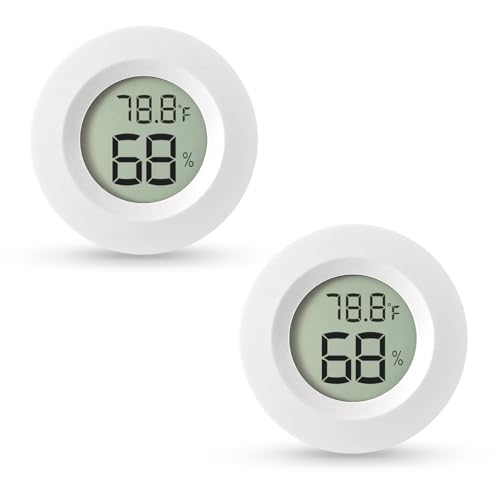 Atogou 2-Pack Mini Hygrometer & Thermometer, Indoor Digital Humidity Meter | ℉/℃, Outdoor Gauge Temperature for Home, Office, Reptile, Car, Greenhouse, Lab, Terrarium, Cellar.. A01 White - color: White 2-pack