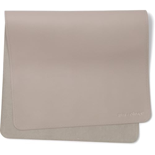 Vegan Leather Baby Changing Mat 16x30in, Wipeable, Foldable, Grey | Wipeable vegan leather changing mat folds compact for travel, portable multipurpose 16x30in - color: Grey