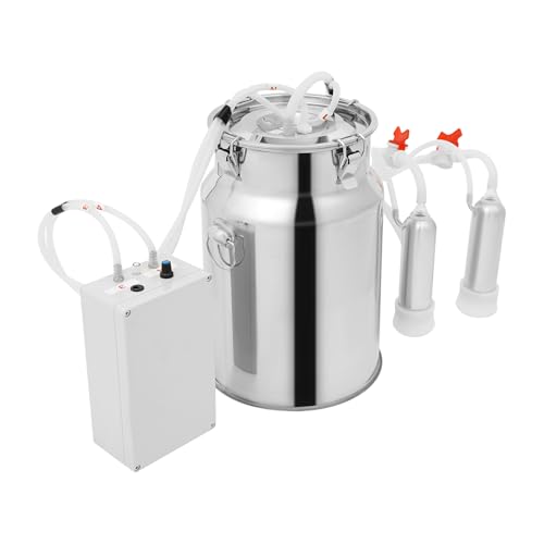 3L/10L Cow Milking Machine,Plug-in Powered,Speed Adjustable Pulsating Vacuum Pump,304 Stainless Steel Milk Bucket, Auto-Stop Check Valve,12V 12W Electric Cow Milker (10L) - size: 10L