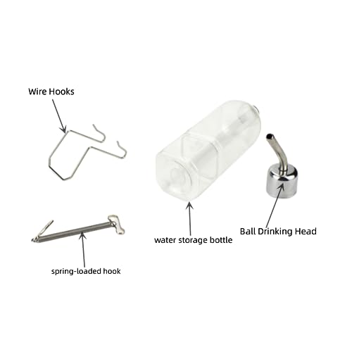 2 Pcs Pet Cage Water Bottle No Drip Small Animal Water Bottle, Hanging Waterer for Rabbit, Guinea Pig, Hedgehog, Squirrel, Rat, Chinchilla, Hamster Dispenser Bottle