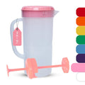 1 Quart Plastic Mixing Pitcher with Mixing Lid, BPA Free, Shatterproof Beverage Jug for Iced Tea, Lemonade, Juices, Milk – Leak-Proof, Easy Stirring, Dishwasher Safe | Pink - color: Pink, Mixing Pitcher w/ Opt. Lid