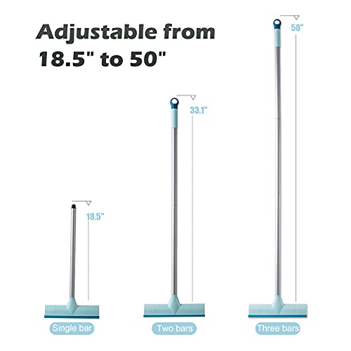 BOOMJOY Floor Scrub Brush with Long Handle, 2 in 1 Scrape and Brush, Stiff Bristles for Cleaning Bathroom, Patio, Garage, Kitchen, Deck, Tile, Blue - color: Blue