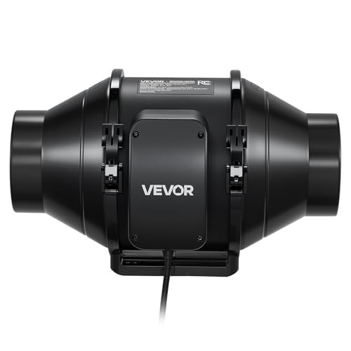 VEVOR Inline Duct Fan, 4-Inch 180 CFM with Power Cord, Quiet AC-motor Ventilation Exhaust Fan for Cooling Booster, Grow Tents, Hydroponics - size: 4" Inline Fan