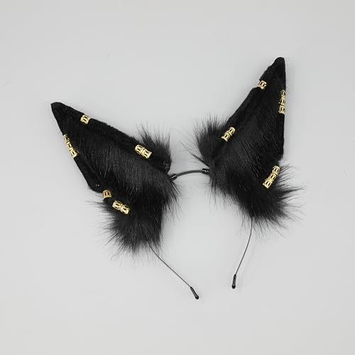 Handmade Wolf Ears Headband Fox Ear Hairband Wolf Cosplay Props - color: C Black