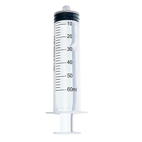 Karlling 60 ML CC Large Plastic Syringe Without Needle for Liquid Nutrient Measuring,Scientific Lab with 80cm Handy Tube - style: *60ML(1 Pack)