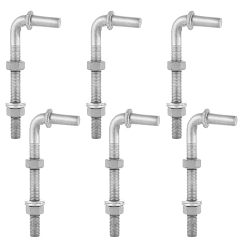 LANIAKEA 6PCS 6" J Bolt Gate Hinge J-Bolt Chain Link Fence Gate Hinge Heavy Duty Threaded Hinges for Cattle Corral Panels - size: 6in