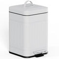 CEROELDA Small Trash Can with Lid-5L/1.3 Gal, Stainless Steel Outdoor Dog Poop Garbage Can-Farmhouse Retro Metal Waste Bin w/Step Pedal for Bathroom Bedroom Office-Soft Close-White - color: White