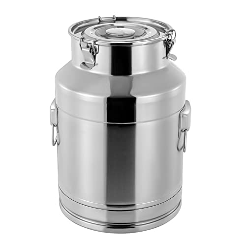 304 Stainless Steel Milk Can, 28 Liter Seamless Milk Jug Wine Pail Bucket 7.39 Gallon Anti-Leak Liquid Storage Container Milk Pail with Sealed Lid Heavy Duty for Milk and Wine (28L) - size: 28L