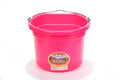 Little Giant® Flat Back Plastic Animal Feed Bucket | Horse Stall Bucket with Metal Handle | Horse Stable Feeding and Watering Supplies | 8 Quarts | Hot Pink
