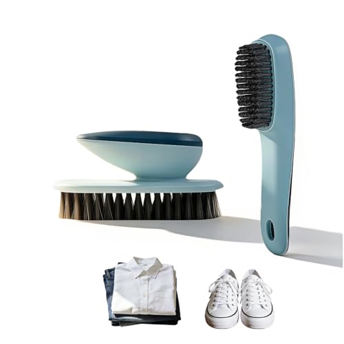 Ergonomic Shoe & Clothing Brush Set (2-Piece) - Heavy Duty Stain Remover with Non-Slip Grip, Hanging Hole for Storage | Bathroom Tile Grout Scrubber, Kitchen Cleaner, Carpet Spotter