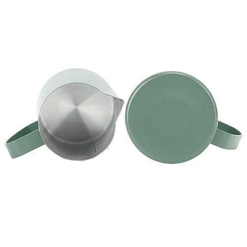 480ML Milk Frothing Pitcher,Steaming Pitcher,Milk Frother Cup,Coffee Frothing Cup 304 Stainless Steel Milk Frother Jug Point Mouth Latte Art Pitcher with Inner Scale(#1) - color: #1