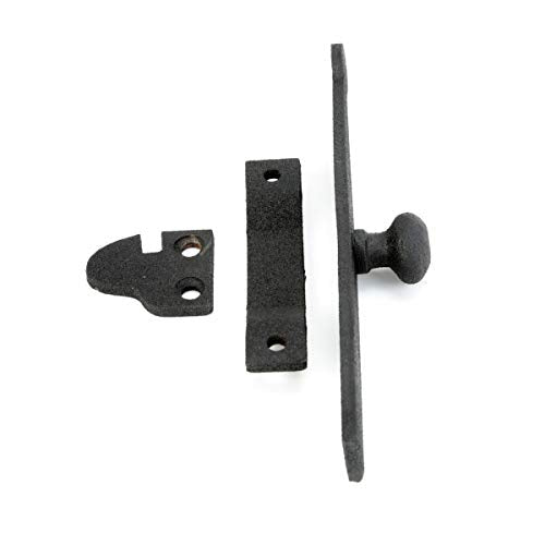 Renovators Supply Manufacturing Door Latch 6 in. Black Cast Iron Gate Latch/Barn Door Latch Lock with Knob Lever and Mounting Hardware - color: Black 6", size: Pack of 1