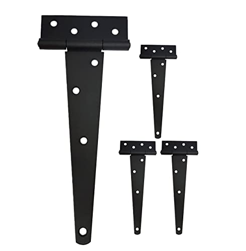 QCAA Heavy Duty Tee Hinge, 9"x4"x2.8mm, Steel, Elegant 2-Layered Frosted Matte Black, Powder Coated, 4 Pack - color: Sanded Matte Black- 2.8mm, size: 4 Pack per Box (9")