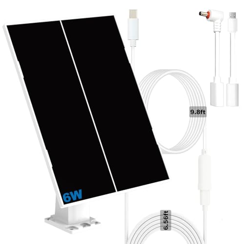 6W Solar Panel Charger for Outdoor Security Camera | 16ft Waterproof Cable & 360° Adjustable Bracket, Fits 5V Battery Cam and Device with DC 3.5×1.35mm / USB-C / Micro USB Ports - size: SP2 16.5ft Extension Cord