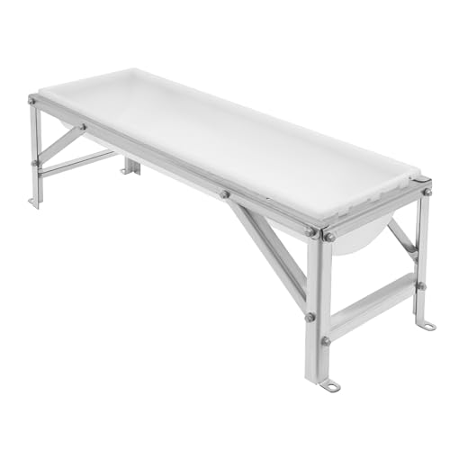 40in Livestock Feed Trough, Farm Animal Feeding Trough with Deeper Feeding Pan and Stand, Galvanized Steel Sheep Feeder Trough for Goats Sheep Deer Pigs Cows Ponies and Horses (White) - color: White