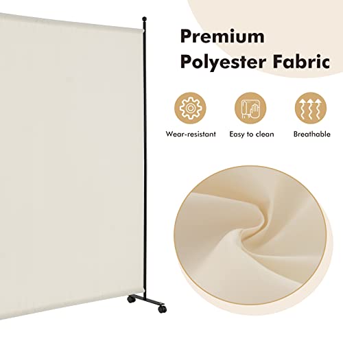 Giantex 73" x 73" Single Panel Room Divider with Wheels, Beige | Mobile Privacy Screen with Lockable Casters, Rolling Fabric Partition Wall for Home, Office, Studio - color: Beige, size: 73''W x 73''H (1 Panel)