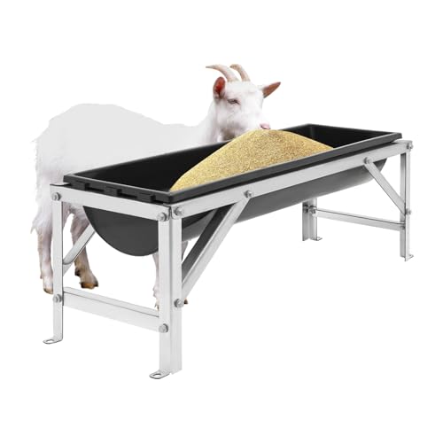 Livestock Feeding Trough, 35L/9.25Gal Livestock Feed Trough – Durable Black Feeding Trough for Sheep Goats Cattle –Heavy Duty Steel Livestock Trough for Barn Yard Farm Ranch Use Easy Clean