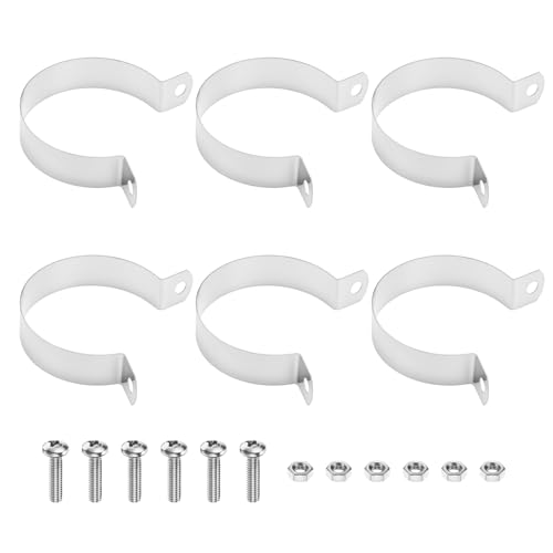 M METERXITY 6-Pack Brace Bands Chain Link Fence Parts, 1-7/8 Inch Galvanized Steel Chain Link Brace Band with Bolts and Nuts for Fence/Gate/Posts/Rust-Resistant [Silver] - size: 1-7/8"