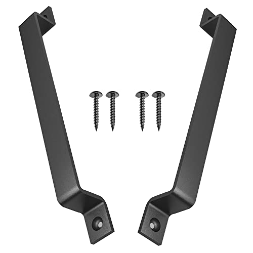 2-Pack 12 Inch Straight Bar Barn Door Handle - Black Cast Iron Pull for Sliding Doors, Gates, Sheds, Fences, Closets - Indoor Outdoor Farmhouse Hardware - size: 12" - 2 Pack, style: Straight Bar