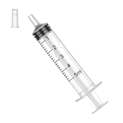 5ml Syringe Without Needle, Syringe with Cap, 30 Pack Individually Wrapped | Clear Scale Markings, Smooth Plunger Movement Enable Accurate Measurement and Controlled Liquid Dispensing - style: 5 ml Luer Slip