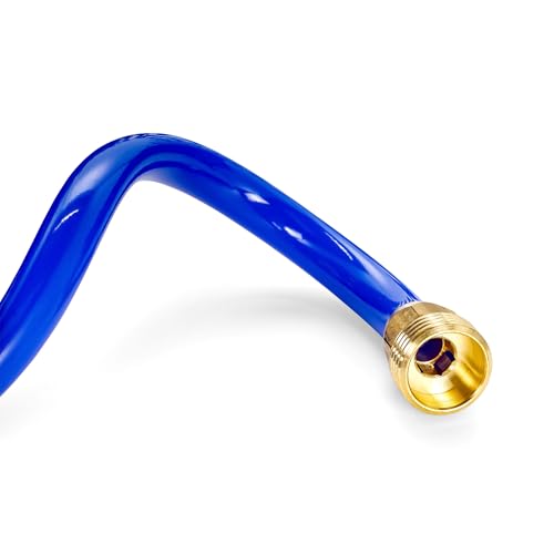 Camco 20' Self Coiling Water Hose with Brass Fittings and 1.5" ID for Marine Use, Cleaning, Car Washing and Gardening, Blue - style: 20' Coiled Water Hose