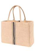 KAF Home Jute Market Tote Bag with Handles, Triple Stripe - color: Triple Stripe