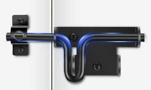 Slide Bolt Gate Latch, Heavy Duty Slide Latches with Padlock Hole, 1 Pack | Extra Security Slide Bolt Hardware for Wooden Fence/Yard Fence/Shed Door/Barn Door, Black Powder Coated