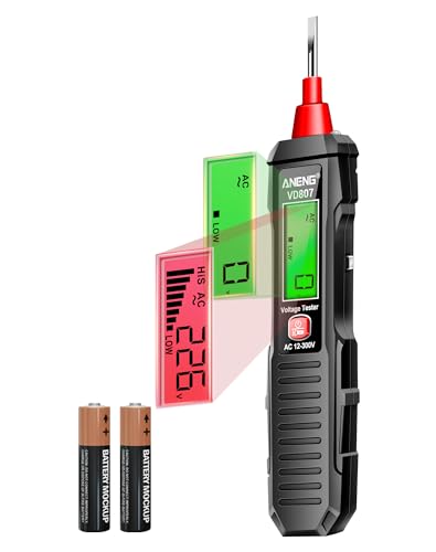 ANENG Non Contact Voltage Tester Pen,AC Voltage,LCD Light Bulb Tester Tools | Electrical Tester with LCD Display,Flashlight,Pocket-Sized Pen Detector, Buzzer Alarm,Wire Breakpoint Finder Black