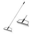 YEELOR Garden Rake, Heavy Duty 16-Tine Bow Rake, Metal | Adjustable Stainless Steel Handle, For Yard Work, Loosening Soil, Leveling Mulch, Gathering Leaves