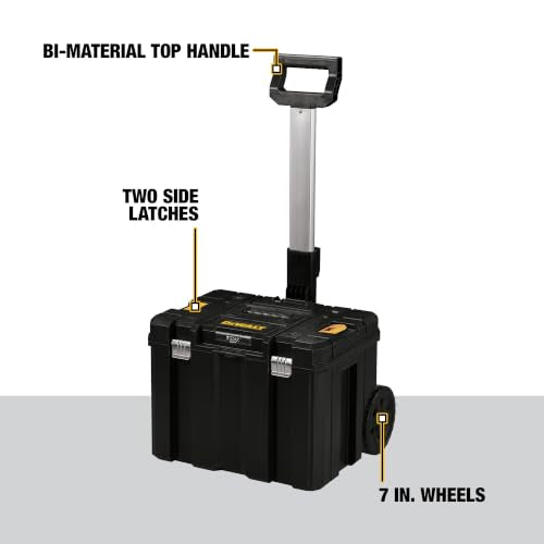 DEWALT Tool Box with Wheels Modular, Large Rolling Tool Box With Telescopic Handle, Portable Carrier Deep Stackable TSTAK Storage (DWST17820)