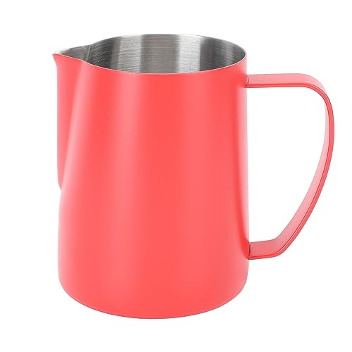 480ML Milk Frothing Pitcher,Steaming Pitcher,Milk Frother Cup,Coffee Frothing Cup 304 Stainless Steel Milk Frother Jug Point Mouth Latte Art Pitcher with Inner Scale(red) - color: Red