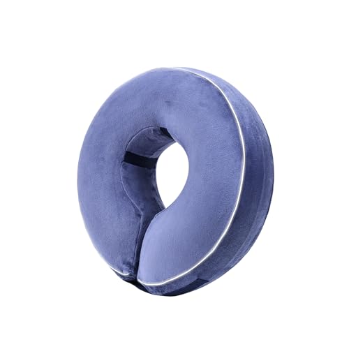 Inflatable Reflective Dog Cone Collar Alternative After Surgery,Doggie Recovery Dount Neck Ecollar,Adjustable Soft Dog Cone Collar for Small Medium Large Dogs (Blue, S) - color: Blue, size: Small（8.5"-10.5"）