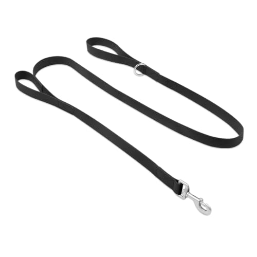 Waterproof Dog Leash with Double Handle, 6 FT Durable Odor-Proof Dog Leashes with Strong Aviation Aluminum Hooks Fits Small Medium or Large Dogs - color: Black, size: 6FT - Double Handle