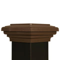 4x4 Brown Flat Post Cap Most Common fits (3.5"x3.5" up to 3.75"x3.75") Pressure Treated Post. Newel Newport Top for Outdoor Fences, Mailboxes & Decks. UV Stable Polymer | UV stable polymer, American made, patented installation, corrosion resistant, weathe