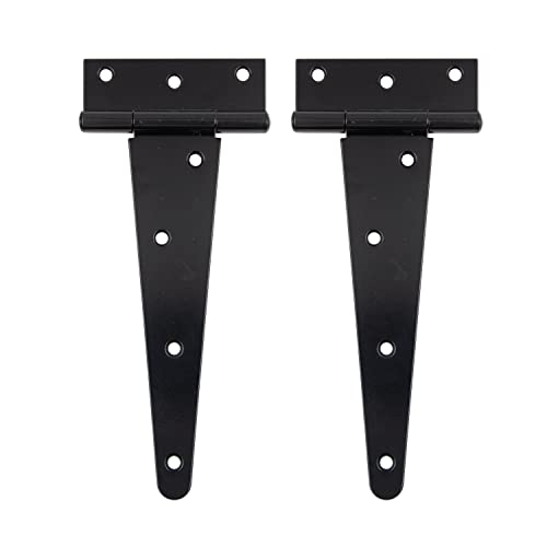 HLMOptimo Heavy Duty T Hinge, 2 pcs, 8 Inch, Black, Powder Coated, Carbon Steel - size: 8 Inch, style: 2 pcs
