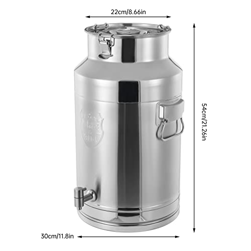 35L/9.24Gal Milk Can with Faucet, 304 Stainless Steel Milk Transport Cans Wine Pail Bucket Tote Jug Pot Oil Liquid Storage Barrel with 2 Handles Milk Container with Lid for Grain Wine Liquid - color: 35l-9.24gal With Faucet