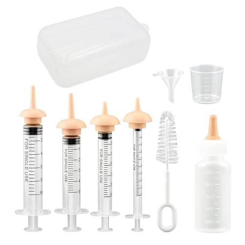 Pet Nursing Kit Silicone Pet Feeding Bottles Set with Nursing Nipples and Formula Dispenser and Feeding Dispenser Puppy Kitten Bottle Feeding Kit for Newborn Small Animals