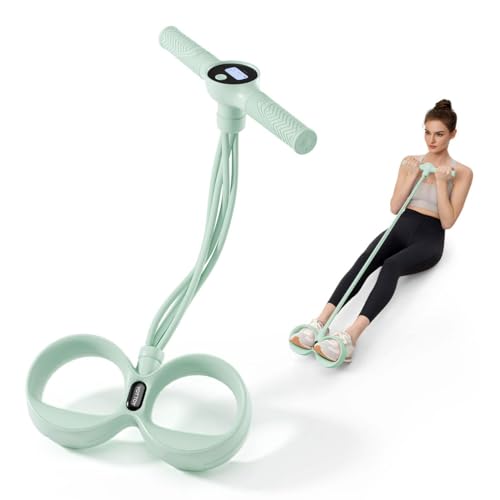 YOTTOY Pedal Resistance Bands with Handles, Natural Rubber Exercise Bands | 35LB Foot Pedal Resistance Bands for Working Out, Fitness Equipment for Abdomen, Waist, Arm, Leg, Pilates - color: Green