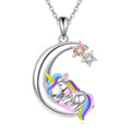 Snake Moon Necklace - 925 Sterling Silver Moon Pendant Necklace - Snake Jewelry for Women - style: Unicorn