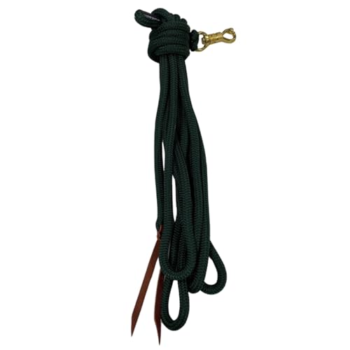 22 Foot Line Ground Training Rope - Strong Everyday Use All-Purpose Large Horse Lead Rope with Loop & Latigo Popper | 9/16" Diameter Smooth Yachting Braid, Green - color: Green