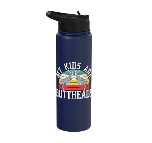 My Kids Are Buttheads Goat Whisperer Farm Animal Stainless Steel Insulated Water Bottle - color: Navy Blue
