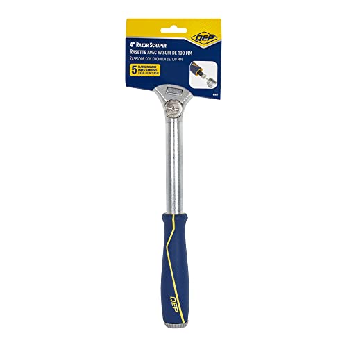 QEP 62920 4 in. Floor and Wall Razor Scraper with 5.25 in. Handle and Stainless Steel Blade - size: 4" x 13.5"