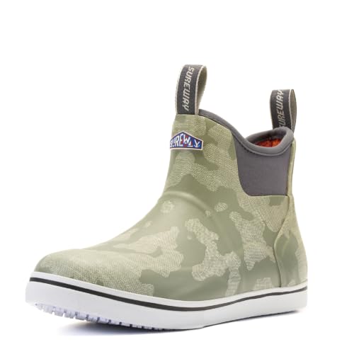 SUREWAY Men's Deck Boots Non-Slip Fishing & Ankle Boating Boot | Waterproof Rain Boots, Lightweight Neoprene Rubber Deck Boots - color: All Lakes Grey, size: 9