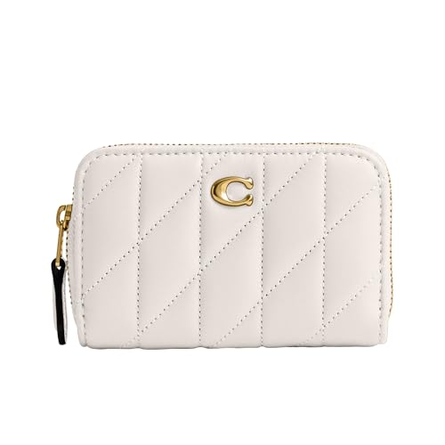Coach Women's Quilted Pillow Leather Small Zip Around Card Case, Chalk - color: Chalk, size: One Size