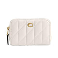 Coach Women's Quilted Pillow Leather Small Zip Around Card Case, Chalk - color: Chalk, size: One Size